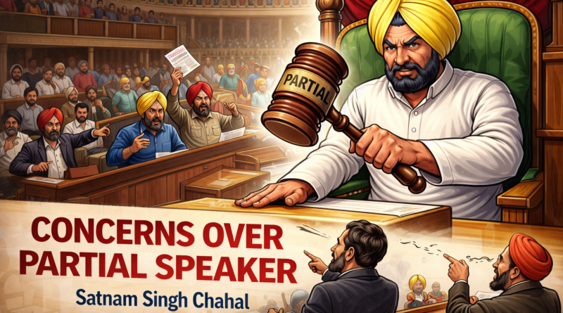 ਵਿਧਾਨ ਸਭਾ ਦੇ ਸਪੀਕਰ ਨਿਰਪੱਖ ਰਹਿ ਕੇ ਆਪਣੀ ਜੁੰਮੇਵਾਰੀ ਨਿਭਾਉਣ -ਸਤਨਾਮ ਸਿੰਘ ਚਾਹਲ