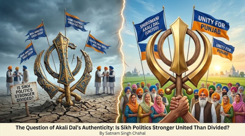 ਅਕਾਲੀ ਦਲ ਦੀ ਪ੍ਰਮਾਣਿਕਤਾ ਦਾ ਸਵਾਲ: ਕੀ ਸਿੱਖ ਰਾਜਨੀਤੀ ਵੰਡ ਤੋਂ ਵੱਧ ਮਜ਼ਬੂਤ ​​ਹੈ?  ਸਤਨਾਮ ਸਿੰਘ ਚਾਹਲ