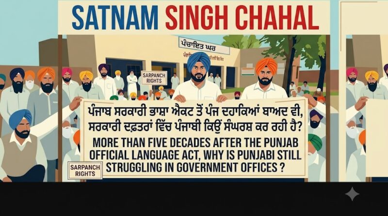 ਪੰਜਾਬ ਸਰਕਾਰੀ ਭਾਸ਼ਾ ਐਕਟ ਦੇ ਪੰਜ ਦਹਾਕਿਆਂ ਤੋਂ ਵੱਧ ਸਮੇਂ ਬਾਅਦ ਵੀ, ਸਰਕਾਰੀ ਦਫ਼ਤਰਾਂ ਵਿੱਚ ਪੰਜਾਬੀ ਅਜੇ ਵੀ ਕਿਉਂ ਸੰਘਰਸ਼ ਕਰ ਰਹੀ ਹੈ?-ਸਤਨਾਮ ਸਿੰਘ ਚਾਹਲ