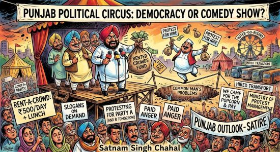 ਪੰਜਾਬ ਦੀ ਸਿਆਸਤ ਦਾ ਕਾਮੇਡੀ ਸਰਕਸ: ਜਦੋਂ ਧਰਨਿਆਂ ਵਿੱਚ ਲੋਕ ਨਹੀਂ, ਪੈਸੇ ਨਾਲ ਭੀੜ ਇਕੱਠੀ ਕਰਨ ਦੀ ਚਰਚਾ ਹੋਵੇ!-ਵਿਅੰਗ, ਹਾਸ-ਵਿਅੰਗ ਅਤੇ ਸਿਆਸੀ ਟਿੱਪਣੀ